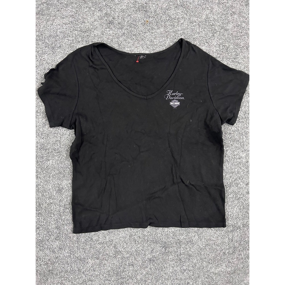 Harley-Davidson T-Shirt Womens Size L Black V-Neck Hampton Roads Yorktown VA